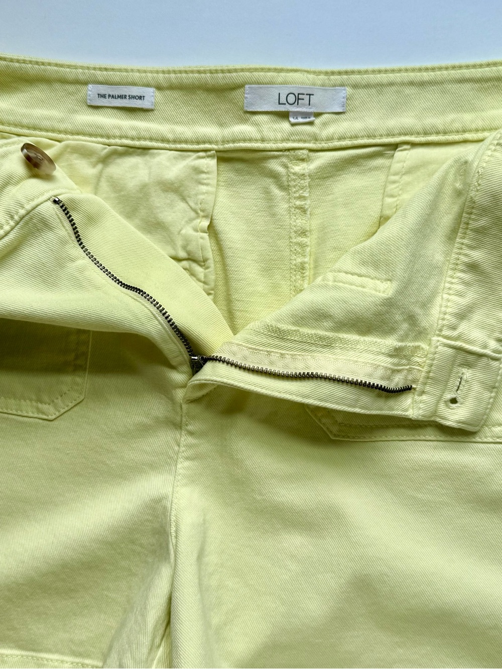 LOFT Palmer Shorts Size 14 Lemon Brûlée | EUC Utility Patch Pocket Shorts - Picture 5 of 11